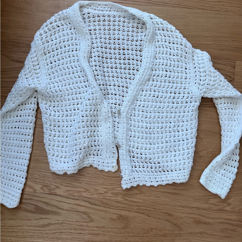 Vince White Crochet Sweater